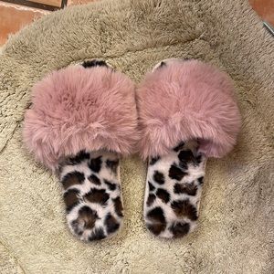 Leopard and Pinky Fuzzy Slippers!